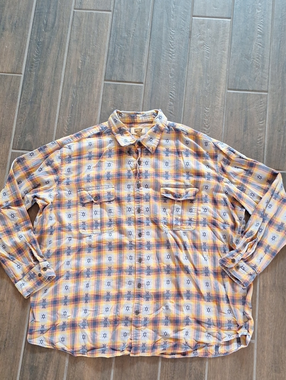 The Foundry Plaid Flannel Cotton Long Sleeve Buttondown Size 4XLT